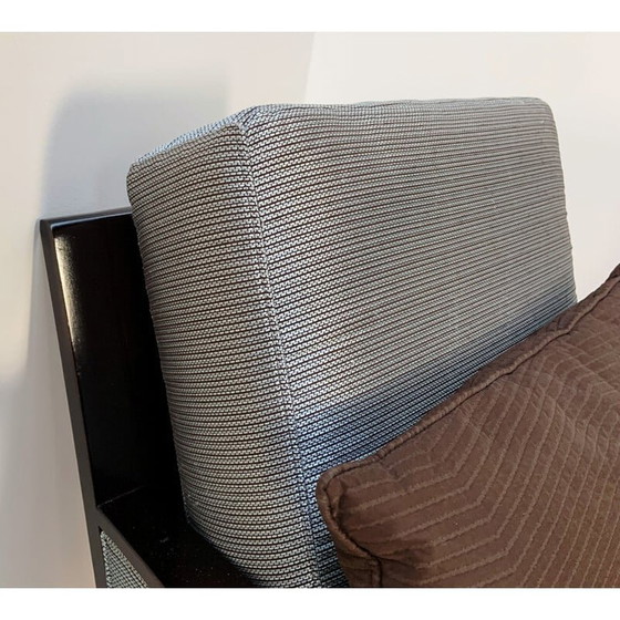 Image 1 of Vintage fauteuil in donker hout en stof