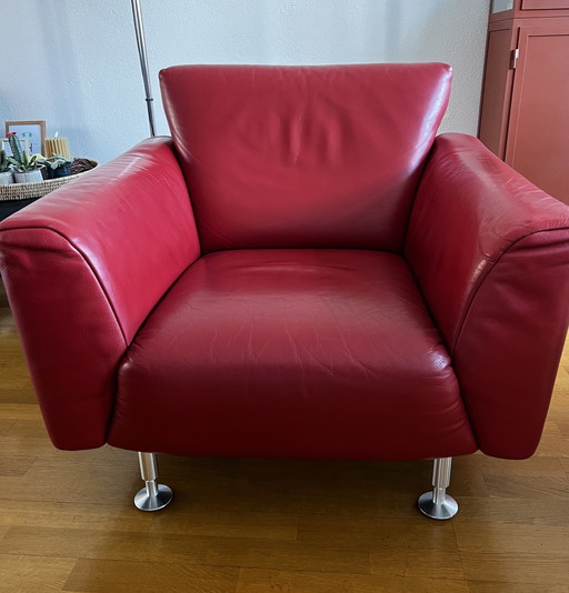 1X Rolf Benz Leren Fauteuil