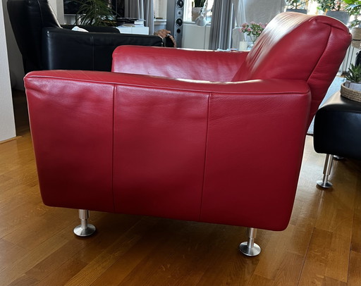 1X Rolf Benz Leren Fauteuil