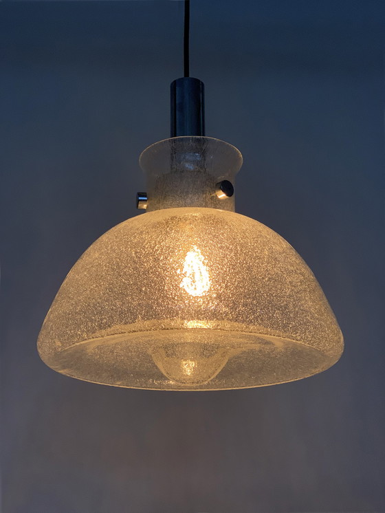 Image 1 of Mid-century ijsglas hanglamp