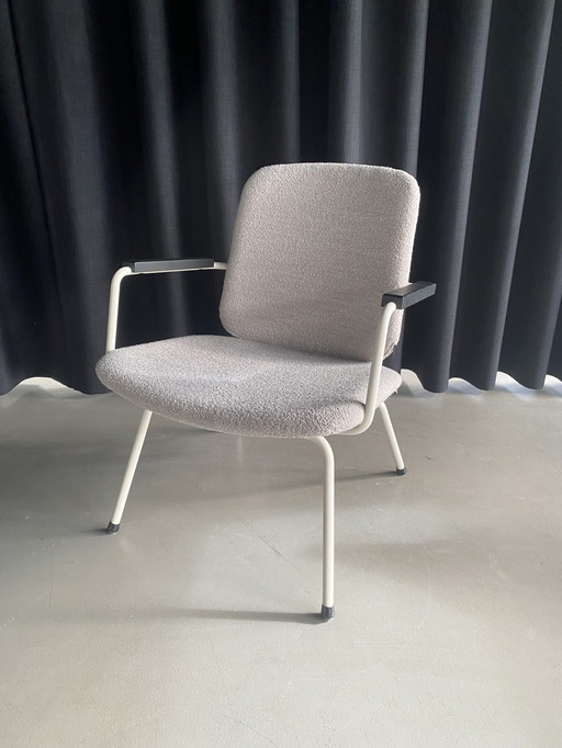 Design In Box / Gijs Van Der Sluis - Fauteuil No. 13 + Voetenbankje - Wit Frame + Witte Bouclé Stof