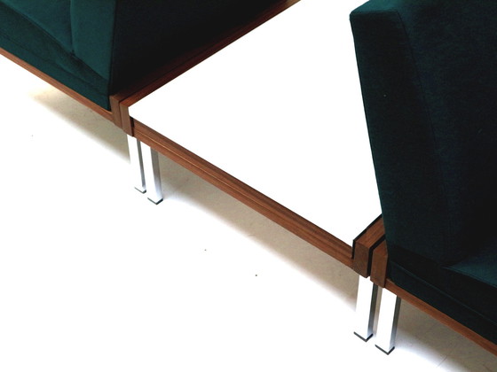 Image 1 of Set van 2 fauteuils en salontafel / modulaire bank gemaakt in de jaren '60