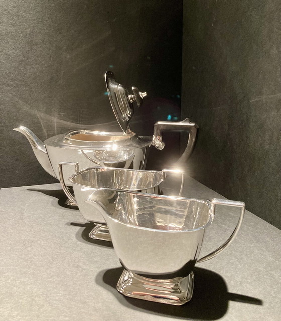 Image 1 of Mid Century Classic Verzilverd Theeservies