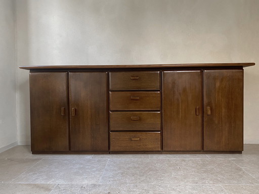 Midcentury Deens Design Sideboard / Dressoir Donker Eiken