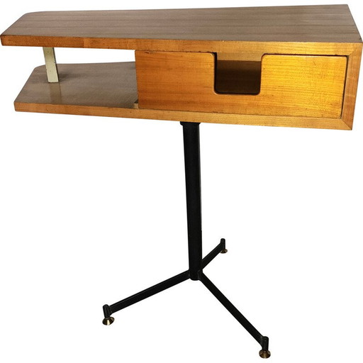 Vintage verstelbaar teakhouten bijzettafeltje, 1960