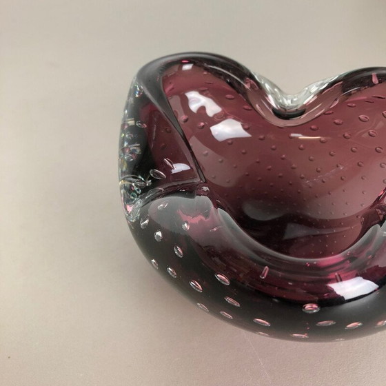 Image 1 of Vintage Murano glazen asbak met bellen, Italië 1970