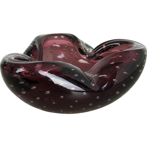 Vintage Murano glazen asbak met bellen, Italië 1970