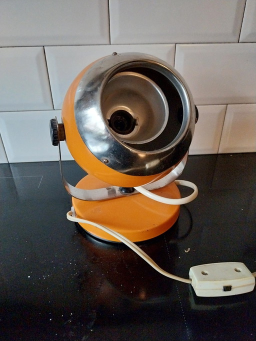 1 X 1960'S Oranje Bollamp Op Voet . Kan Ook Als Wandlamp. 