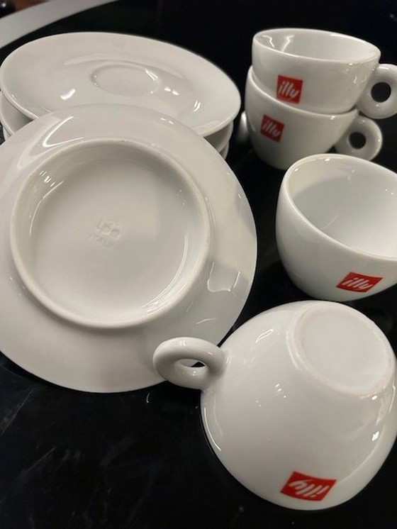 Image 1 of 4X Illy Espresso Kopjes Met 5 Schoteltjes