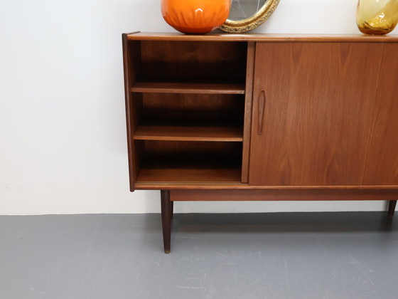 Image 1 of Vintage Deens dressoir highboard teak schuifdeuren