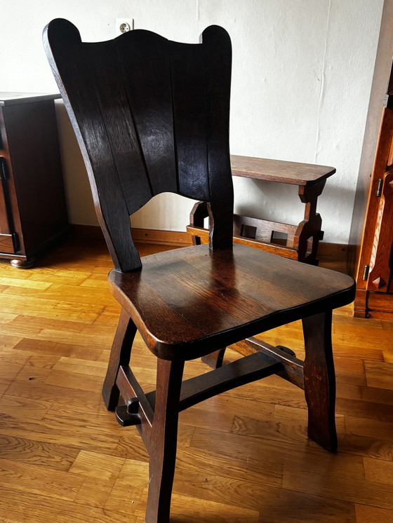 Image 1 of Vintage Kloostertafel Met 6 Stoelen