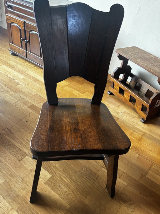 Vintage Kloostertafel Met 6 Stoelen