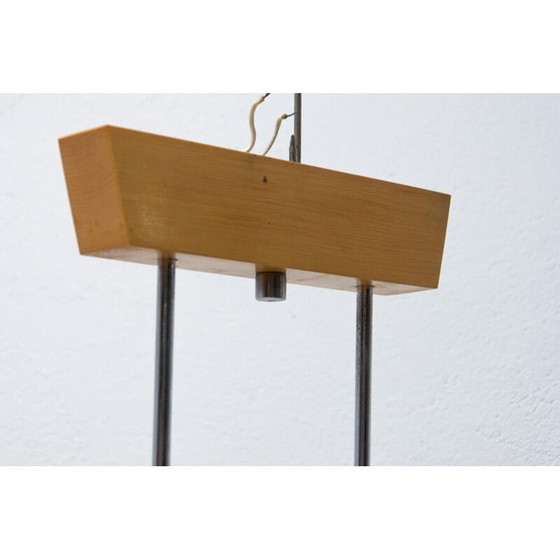 Image 1 of Vintage kroonluchter van hout en glas met oosterse cloc brutalisme, Tsjechoslowakije 1970