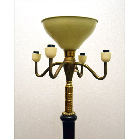 Image 1 of Vintage vloerlamp in mahonie en messing, jaren 1950
