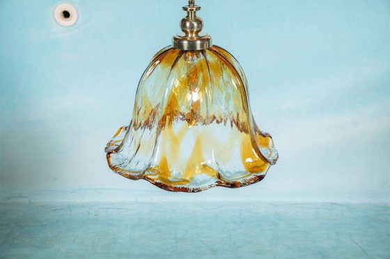 Image 1 of Vintage amber Murano hanglamp Honsel, Italian glass lamp