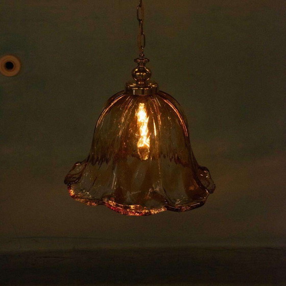 Image 1 of Vintage amber Murano hanglamp Honsel, Italian glass lamp