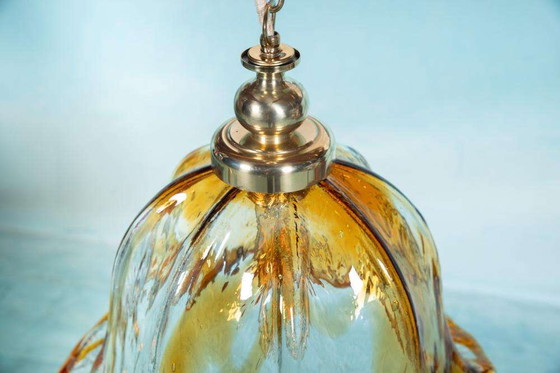 Image 1 of Vintage amber Murano hanglamp Honsel, Italian glass lamp