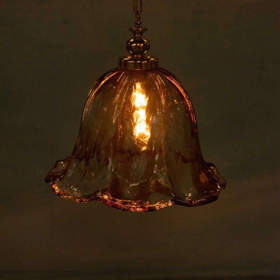 Image 1 of Vintage amber Murano hanglamp Honsel, Italian glass lamp