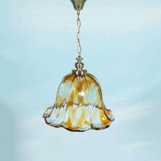 Image 1 of Vintage amber Murano hanglamp Honsel, Italian glass lamp