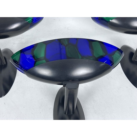 Image 1 of Set van 4 vintage wandlampen van glas en metaal van Ottavio Missoni, Italië 1980