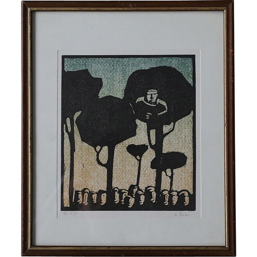 Vintage schilderij over een bijbels thema door Åke Holm, 1970