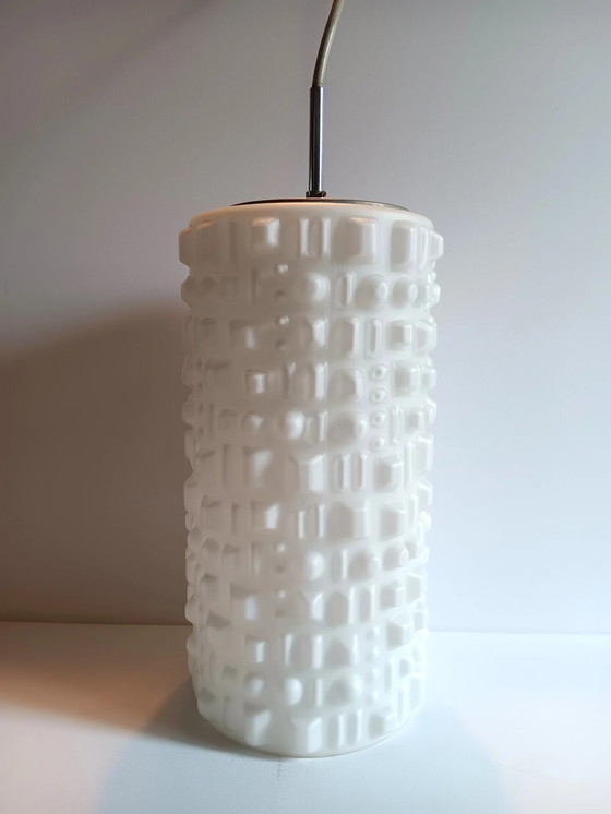 Image 1 of Witte Opaline Glazen Plafondlamp - Peill & Putzler, 1970S