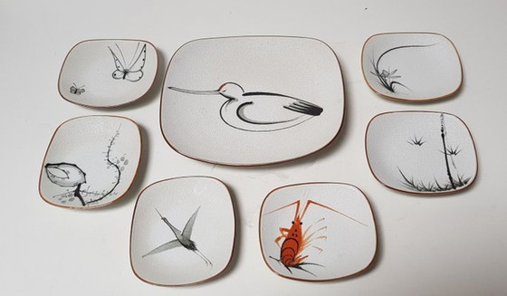 Image 1 of Aziatische schalen en borden, 1950S, set van 7