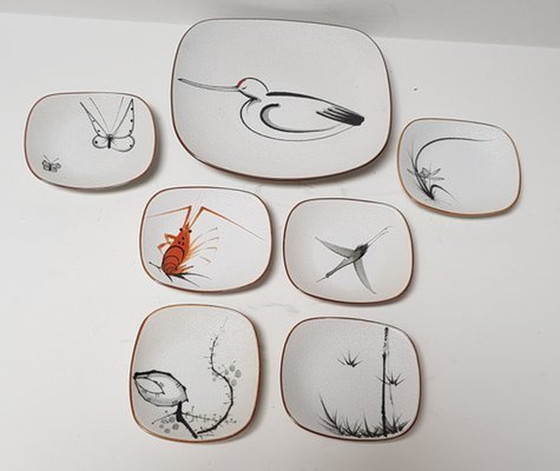 Image 1 of Aziatische schalen en borden, 1950S, set van 7