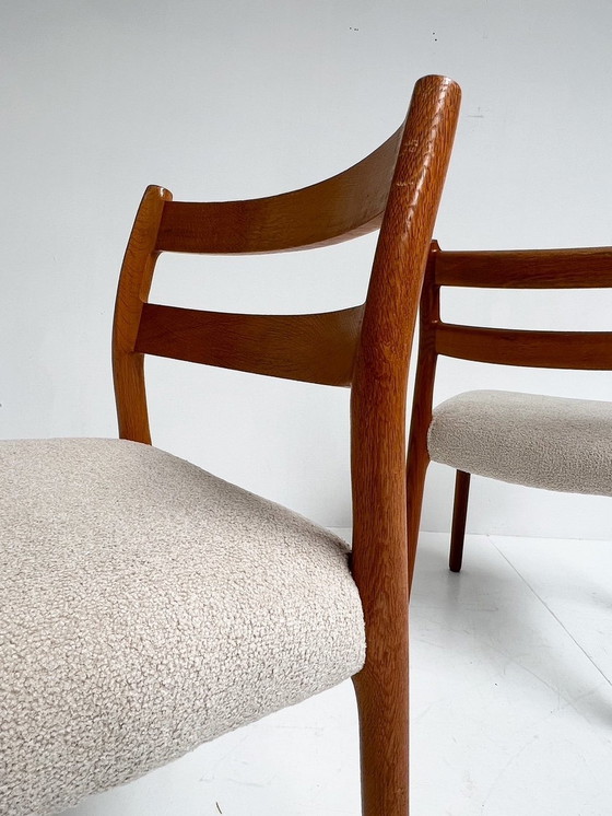 Image 1 of Set Opnieuw Gestoffeerde Model 84 Stoelen (2) van Niels Otto Møller, 1960's