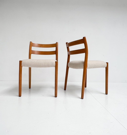 Set Opnieuw Gestoffeerde Model 84 Stoelen (2) van Niels Otto Møller, 1960's