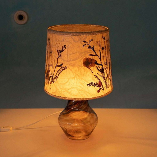 Vintage Japandi schemerlamp droogbloemen l midmod table lamp