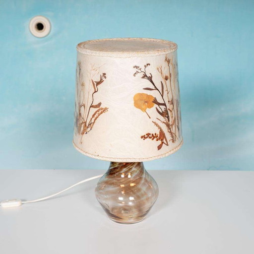 Vintage Japandi schemerlamp droogbloemen l midmod table lamp