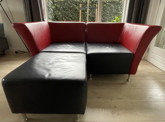 Image 1 of Montel Hoek Fauteuils + Poef