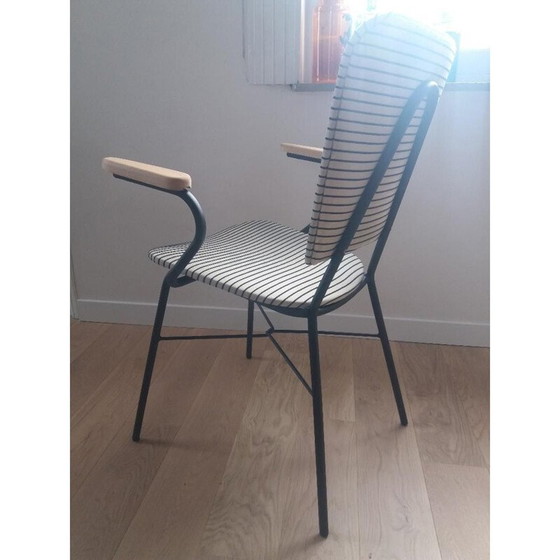 Image 1 of Vintage metalen gestreepte stoel 1950