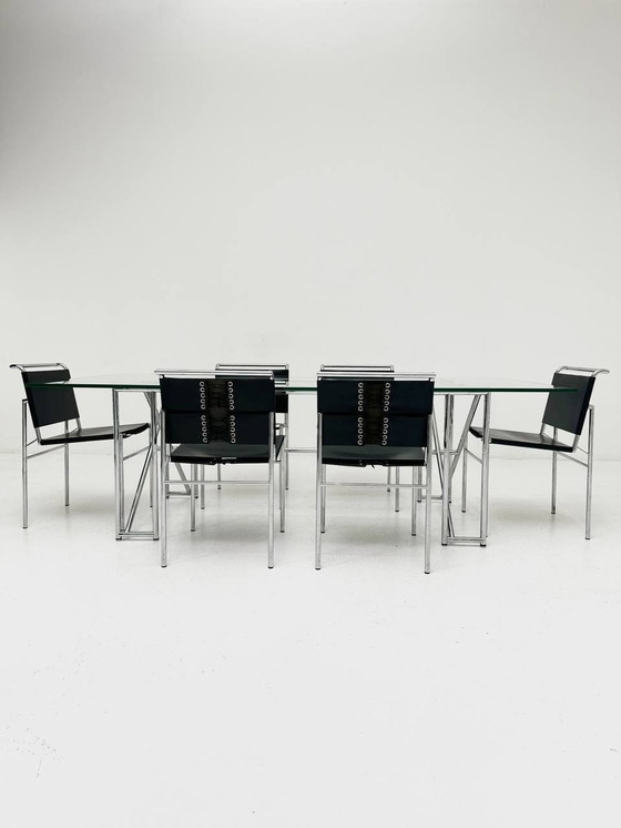 Image 1 of Set van dubbele X-tafel & 6 stoelen Roquebrune van Eileen Gray voor Classicon