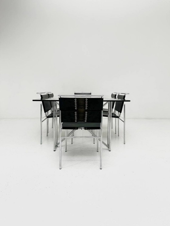 Image 1 of Set van dubbele X-tafel & 6 stoelen Roquebrune van Eileen Gray voor Classicon