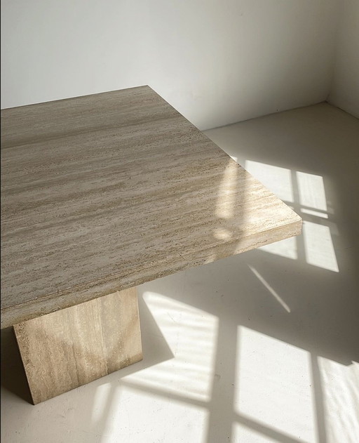 Vintage Travertine Eettafel 120X120