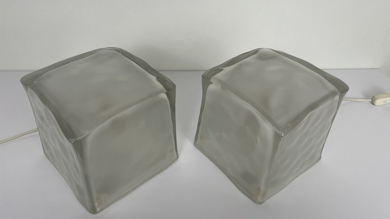 Image 1 of 2 x Ice cube IVIKEN glazen set tafellampen / nachtlampjes.