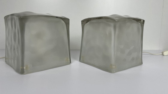 Image 1 of 2 x Ice cube IVIKEN glazen set tafellampen / nachtlampjes.