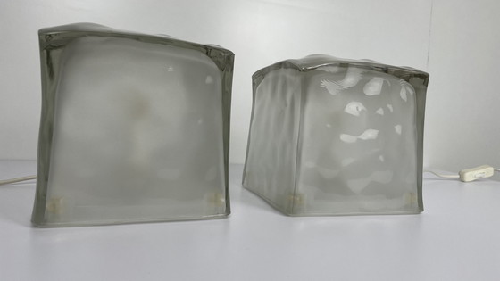 Image 1 of 2 x Ice cube IVIKEN glazen set tafellampen / nachtlampjes.