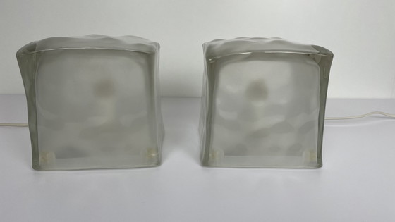 Image 1 of 2 x Ice cube IVIKEN glazen set tafellampen / nachtlampjes.