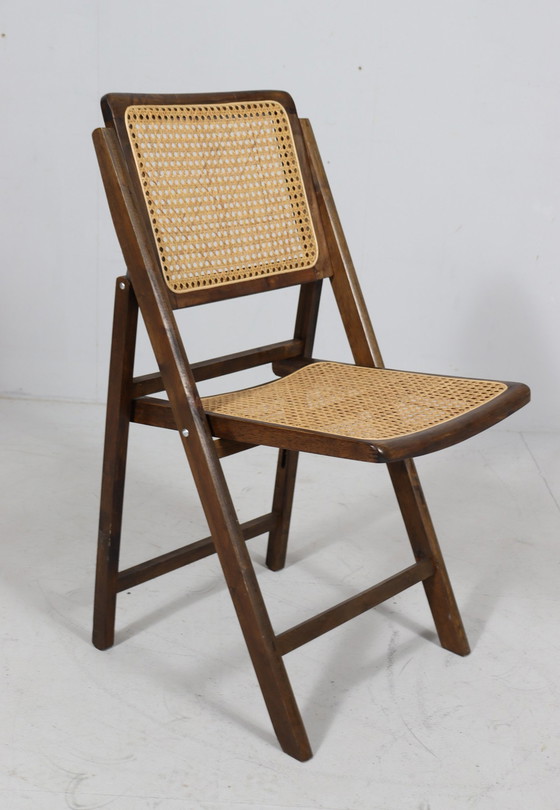 Image 1 of Mid Century klapstoelen met Weens vlechtwerk, Italië, jaren 1970