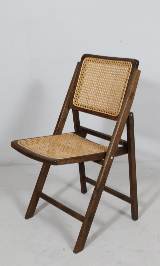 Image 1 of Mid Century klapstoelen met Weens vlechtwerk, Italië, jaren 1970