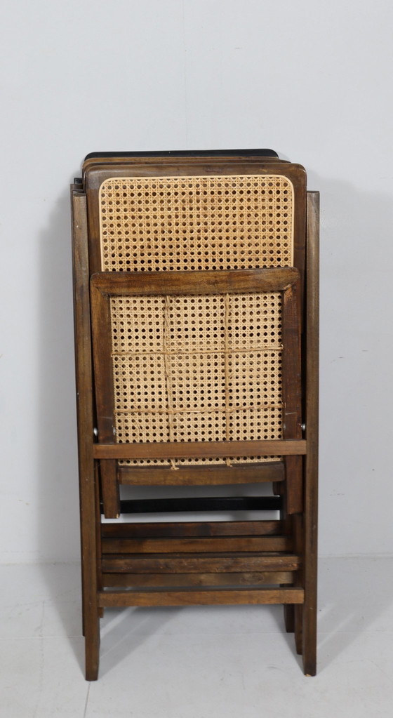 Image 1 of Mid Century klapstoelen met Weens vlechtwerk, Italië, jaren 1970