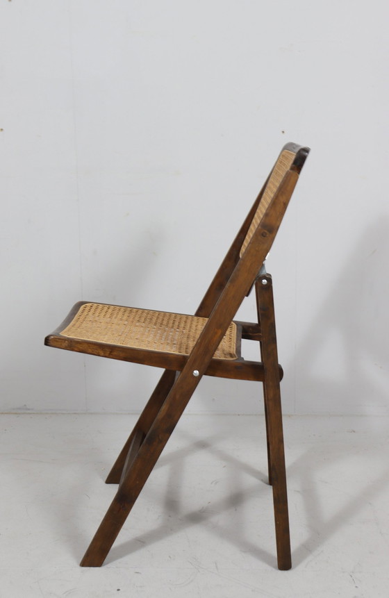 Image 1 of Mid Century klapstoelen met Weens vlechtwerk, Italië, jaren 1970