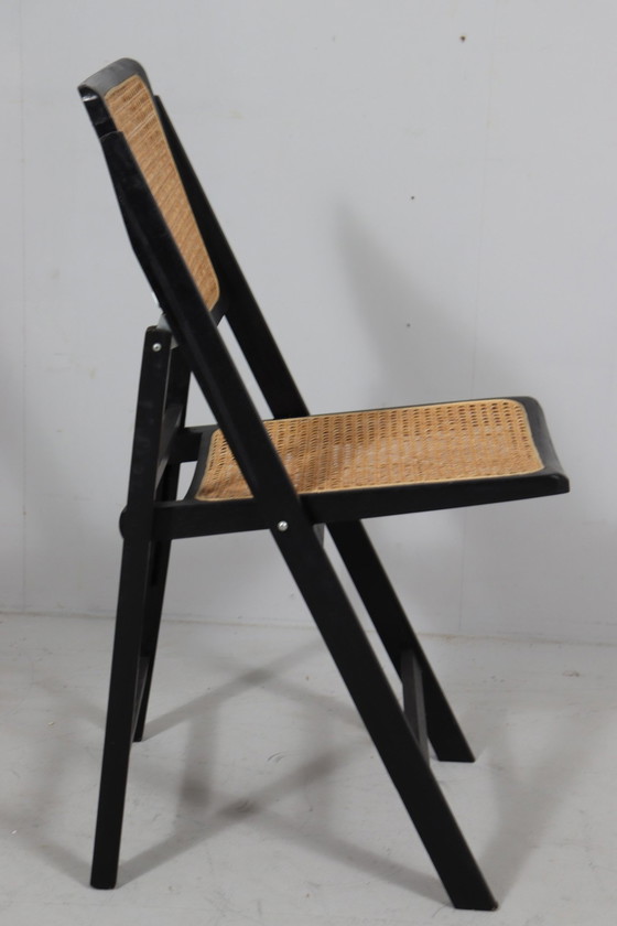 Image 1 of Mid Century klapstoelen met Weens vlechtwerk, Italië, jaren 1970