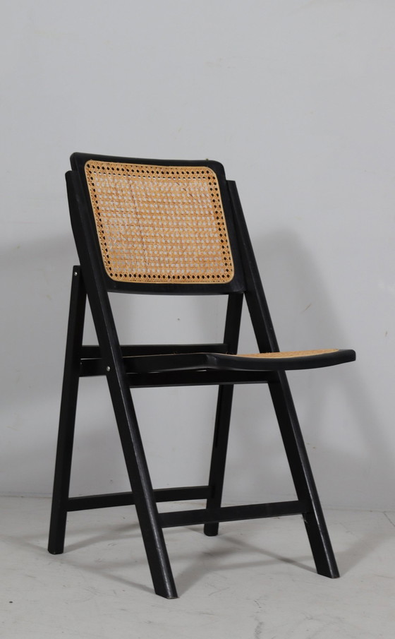 Image 1 of Mid Century klapstoelen met Weens vlechtwerk, Italië, jaren 1970