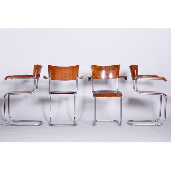 Image 1 of Set van 4 vintage beukenhouten fauteuils van Mart Stam voor Robert Slezak, jaren 1930