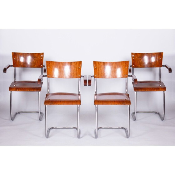 Image 1 of Set van 4 vintage beukenhouten fauteuils van Mart Stam voor Robert Slezak, jaren 1930