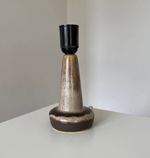 P.M. Keramik Deens, Aardewerk Tafellamp / Lampvoet, Bronce/Goud Rosé Glazuur, Vintage 1970S